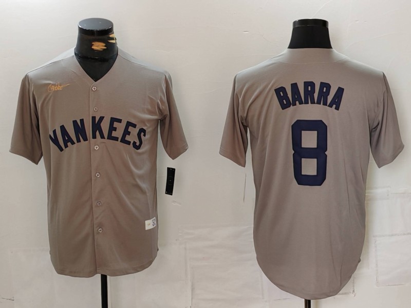 Men's New York Yankees Yogi Berra #8 Gray Road Cooperstown Collection Jersey